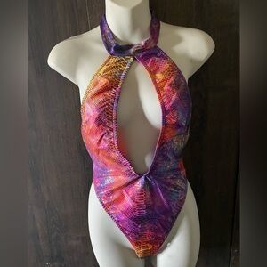 J. Valentine Vibrant Multicolor Snakeskin Print Bodysuit for women’s size XXL